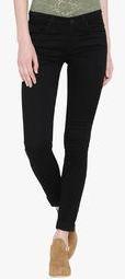 Devis Black Solid Mid Rise Skinny Jeans women