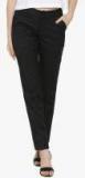 Devis Black Solid NA Slim Fit Formal Trouser Women