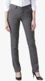 Devis Grey Solid Slim Fit Formal Trouser Women