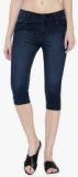 Devis Navy Blue Solid Capris women