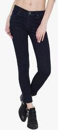 Devis Navy Blue Solid Mid Rise Skinny Jeans women