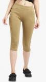 Devis Tan Solid Capris Women