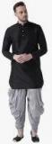 Deyann Black Solid Kurta Pyjamas Men