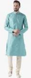 Deyann Blue Self Design Kurta Pyjama Men