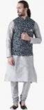 Deyann Grey Printed Kurta Pyjama Set Men