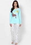 Disney By July Nightwear Aqua Blue Printed Pyjama And Top Women