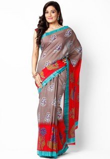 Diva Fashion Silk Blend Multi Printed Saree women