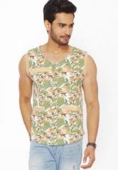 Do U Speak Green Printed Multi Round Neck Vest men