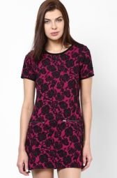 Dorothy Perkins Black Anf Pink Rose Print Tunic Women