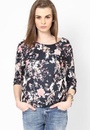 Dorothy Perkins Black Bird Dip Hem Detail Top Women