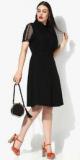 Dorothy Perkins Black Coloured Solid Skater Dress women