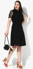 Dorothy Perkins Black Coloured Solid Skater Dress women