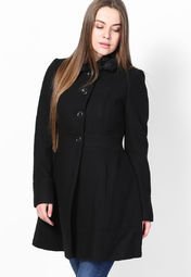 Dorothy Perkins Black Textured Fit+Flare Coat women