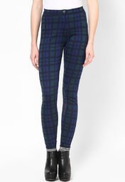 Dorothy Perkins Blue And Green Check Tregging Women