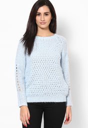 Dorothy Perkins Blue Bobble Stich Jumper Women