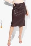 Dorothy Perkins Burgundy Solid Pencil Skirt Women