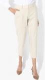 Dorothy Perkins Cream Solid Regular Fit Chinos women