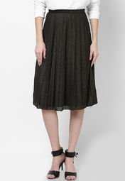 Dorothy Perkins Gold And Black Pleated Midi Women