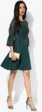 Dorothy Perkins Green Coloured Self Pattern Skater Dress Women