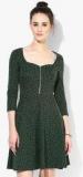 Dorothy Perkins Green Spot Zip Front Skater Dress Women