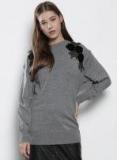 Dorothy Perkins Grey Solid Longline Pullover Women