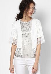 Dorothy Perkins Ivory Lace Trim Kimono Women