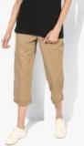 Dorothy Perkins Khaki Solid Regular Fit Cropped Chinos Women