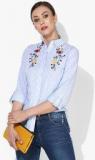 Dorothy Perkins Light Blue Embroidered Shirt women