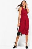 Dorothy Perkins Maroon Coloured Solid Bodycon Dress Women