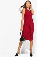 Dorothy Perkins Maroon Coloured Solid Bodycon Dress women