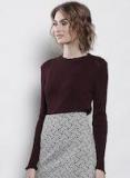 Dorothy Perkins Maroon Ribbed Pullover Women