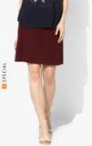 Dorothy Perkins Maroon Solid Pencil Mini Skirt Women