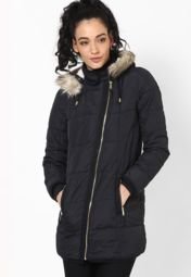 Dorothy Perkins Navy Asymmetric Padded Coat Women