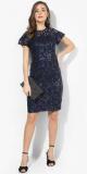 Dorothy Perkins Navy Blue Coloured Embroidered Shift Dress Women