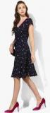 Dorothy Perkins Navy Blue Coloured Printed Skater Dress women