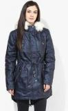 Dorothy Perkins Navy Blue Shimmer Luxe Coated Parka Women