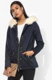 Dorothy Perkins Navy Blue Solid Winter Jacket women