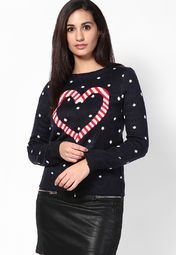 Dorothy Perkins Navy Candy Cane Jumper Women