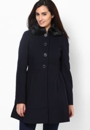 Dorothy Perkins Navy Fit And Flare Coat Women