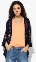 Dorothy Perkins Navy Floral Embroidered Shrug women