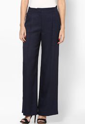 Dorothy Perkins Navy Herringbone Wideleg Trouser Women