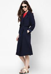 Dorothy Perkins Navy Longline Trench Coat Women