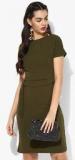 Dorothy Perkins Olive Coloured Solid Shift Dress women