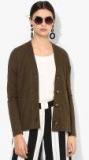 Dorothy Perkins Olive Green Solid Cardigan Women