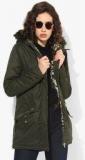 Dorothy Perkins Olive Solid Winter Jacket Women