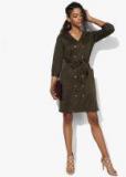 Dorothy Perkins Olive Solid Wrap Dress women