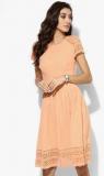 Dorothy Perkins Orange Solid Lace Fit And Flare Dress Women