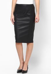 Dorothy Perkins Petite Black Pu Pencil Skirt women