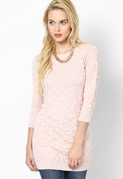 Dorothy Perkins Pink Floral Textured Tunic Women