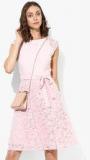 Dorothy Perkins Pink Self Design Skater Dress women